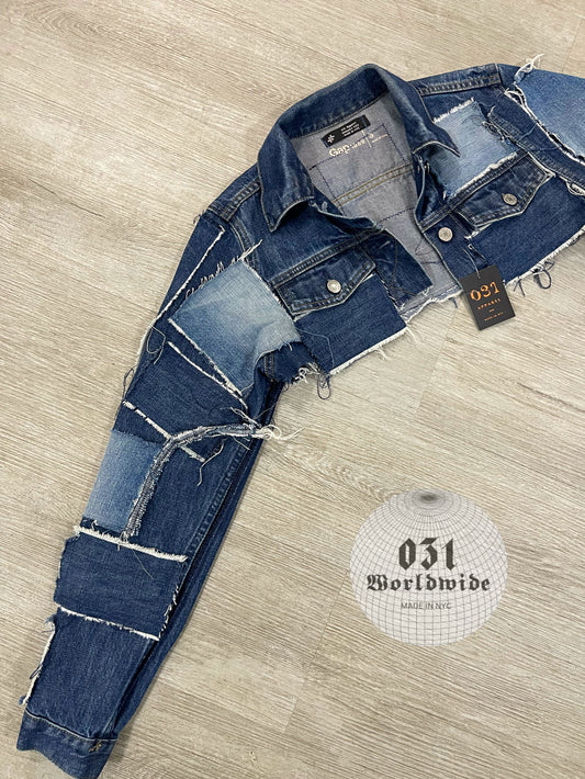 Patchwork Cropped Denim Jacket