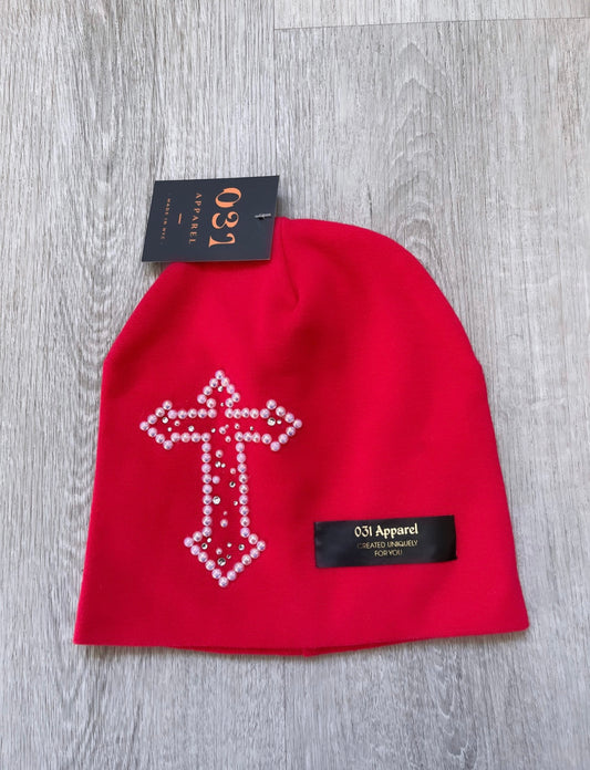 031 Pearl Cross Beanie