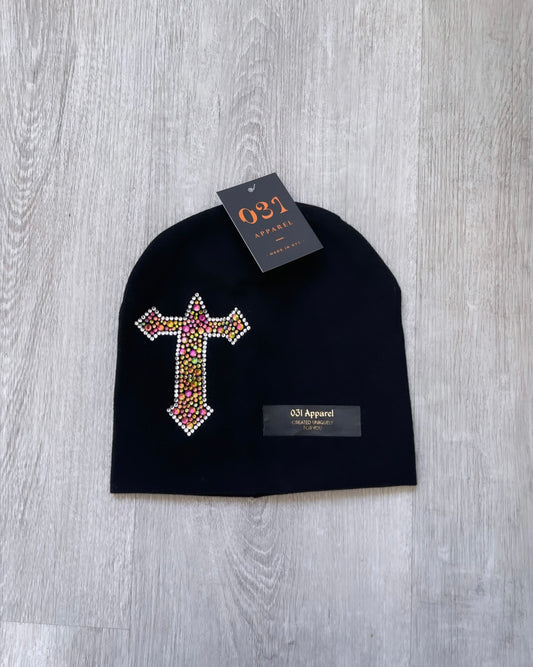 031 Rhinestone Cross Beanie